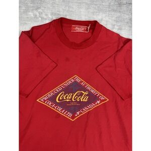 Coca Cola Canada Shirt Mens Large Red Diamond Logo Vintage 90s Single Stitch